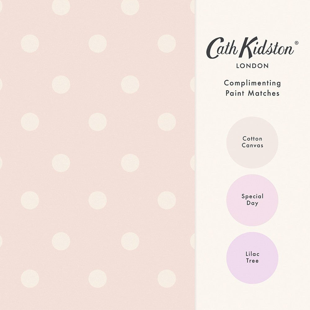 Button Spot Wallpaper - Pink - 125520 - Cath Kidston - Premier Wallcovering