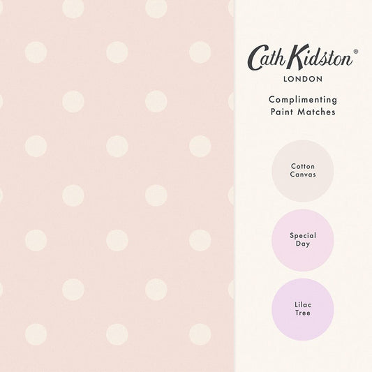 Button Spot Wallpaper - Pink - 125520 - Cath Kidston - Premier Wallcovering