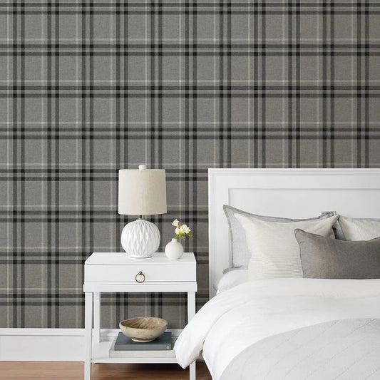 Calverlay Plaid Wallpaper - Stoneware - NextWall - NW58200 - Premier Wallcovering