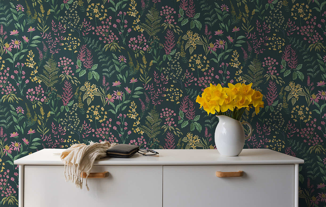 Calvert Meadows Wallpaper - Teal / Pink - Holden Décor - 91683 - Premier Wallcovering