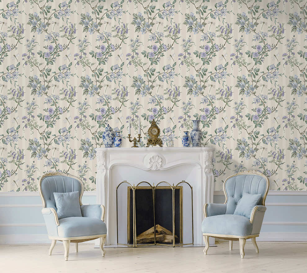 Camberley Wallpaper - Neutral / Blue - Holden Décor - 91931 - Premier Wallcovering