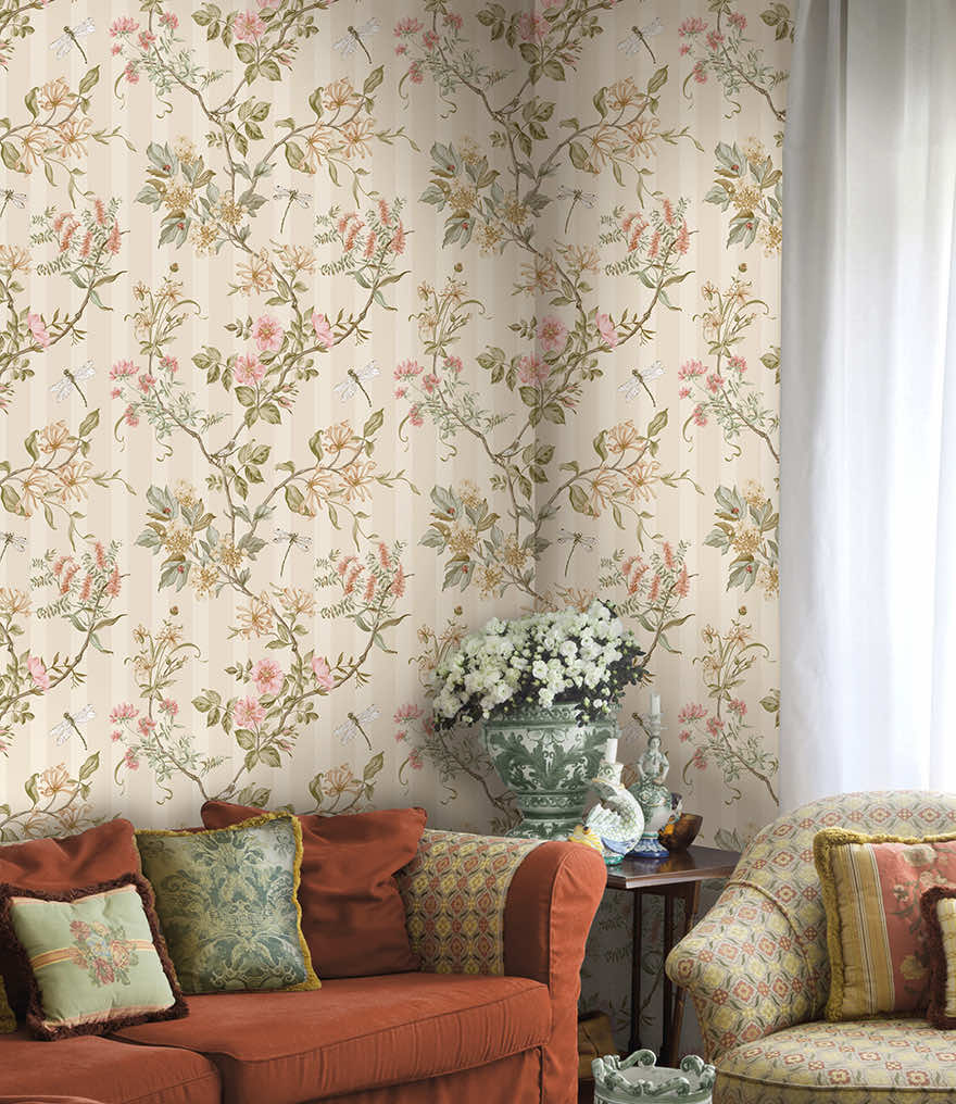 Camberley Wallpaper - Cream / Coral - Holden Décor - 91932 - Premier Wallcovering