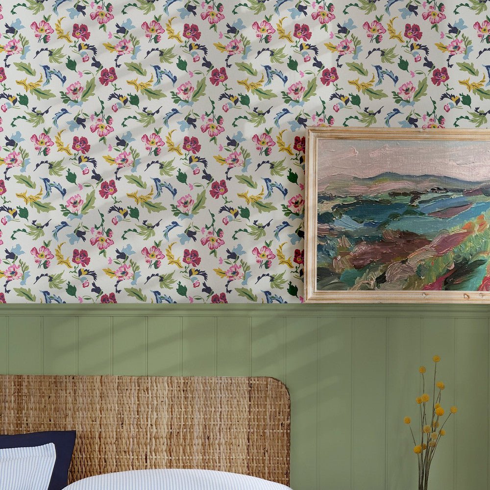Cambridge Painted Floral Wallpaper - Cream - Joules - 120867 - Premier Wallcovering