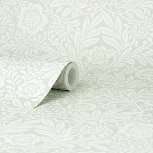 Camille Classical Floral Wallpaper - Grey - Crown - M1743 - Premier Wallcovering
