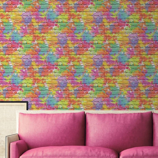 Camouflage Brick Wallpaper - Multi - Muriva - L33505 - Premier Wallcovering