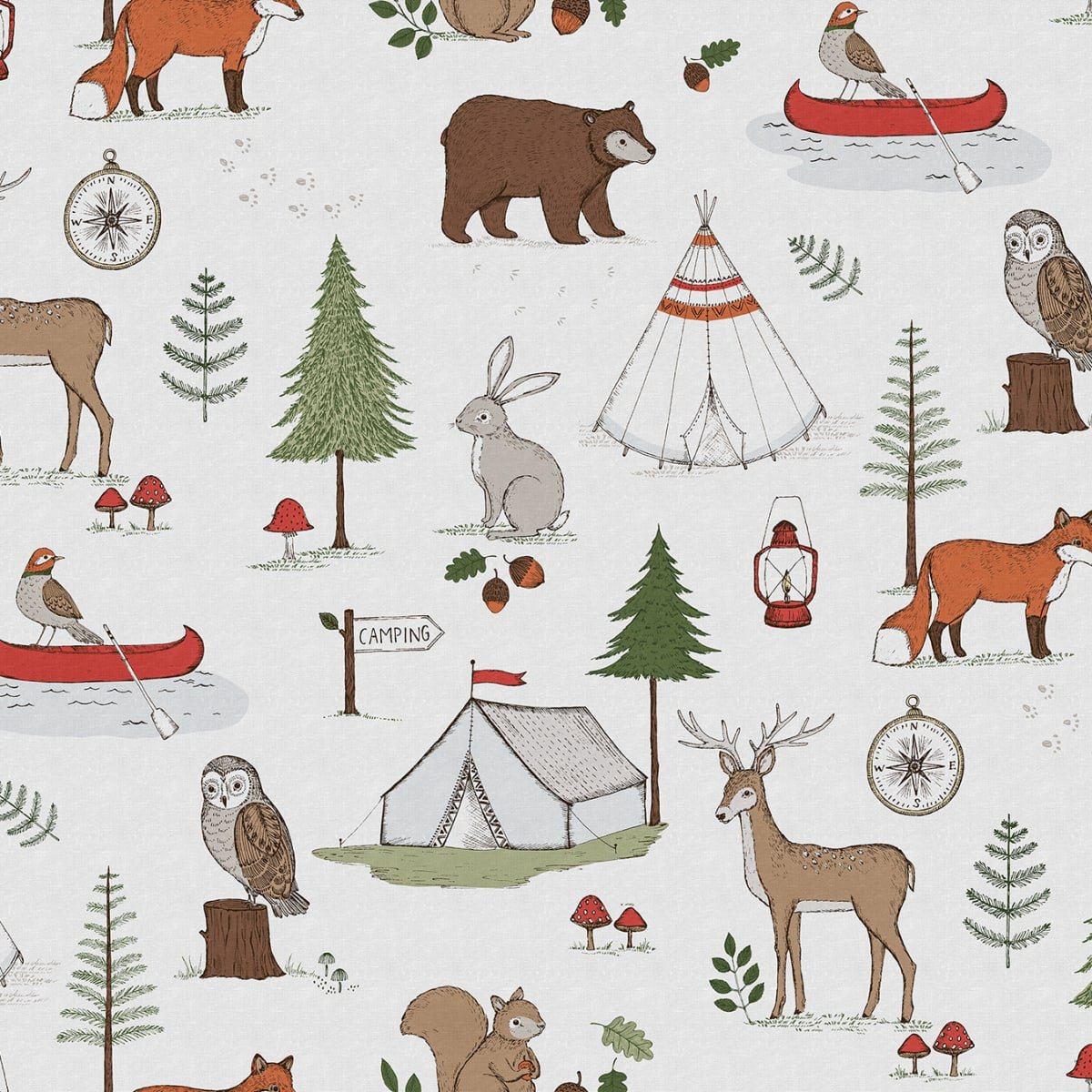 Camping Trip Mini Wallpaper - Nature - Rebel Walls - R18556 - Premier Wallcovering