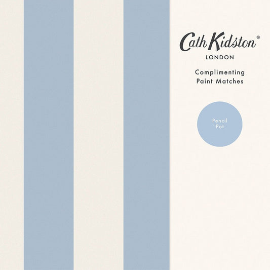 Canopy Stripe Wallpaper - Blue - 125517 - Cath Kidston - Premier Wallcovering