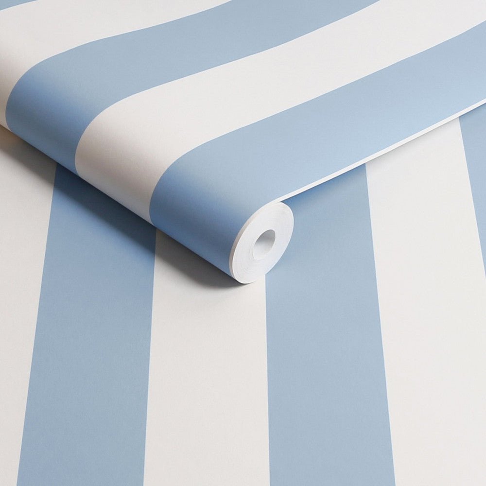Canopy Stripe Wallpaper - Blue - 125517 - Cath Kidston - Premier Wallcovering