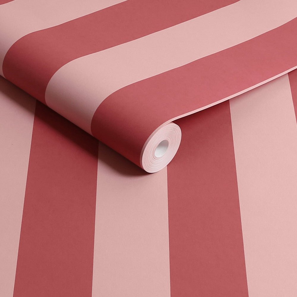 Canopy Stripe Wallpaper - Pink & Red - 125519 - Cath Kidston - Premier Wallcovering