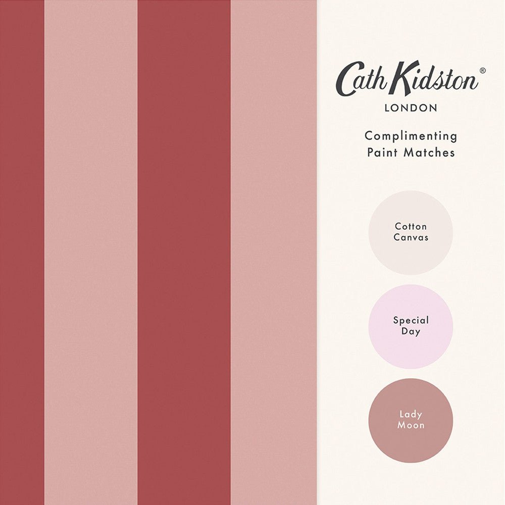 Canopy Stripe Wallpaper - Pink & Red - 125519 - Cath Kidston - Premier Wallcovering