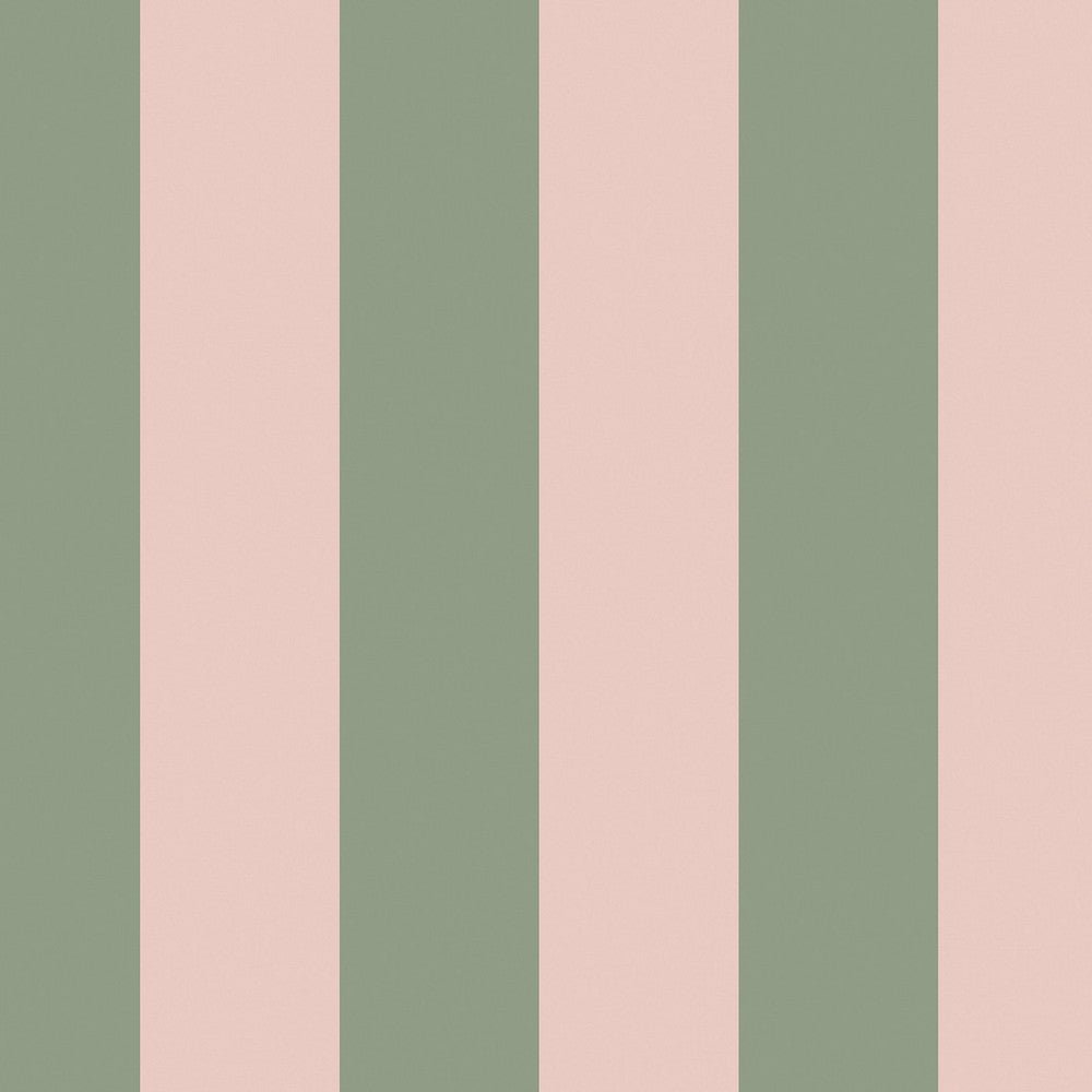 Canopy Stripe Wallpaper - Green & Pink - 125518 - Cath Kidston - Premier Wallcovering