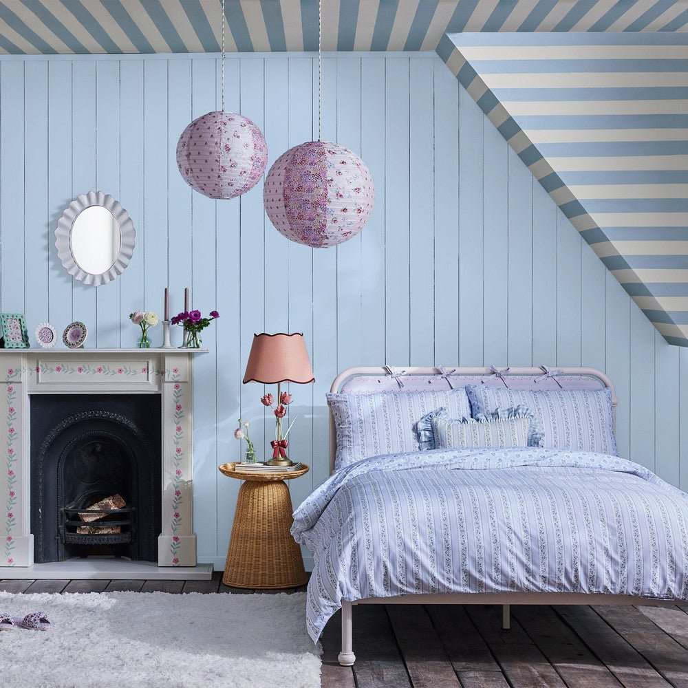Canopy Stripe Wallpaper - Blue - 125517 - Cath Kidston - Premier Wallcovering