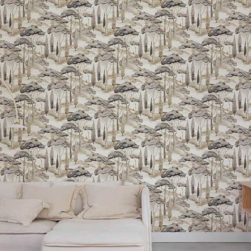 Canopy View Trees Wallpaper - Black/Grey - Grandeco - A69201 - Premier Wallcovering