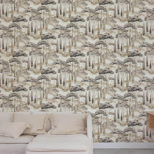 Canopy View Trees Wallpaper - Black/Grey - Grandeco - A69201 - Premier Wallcovering