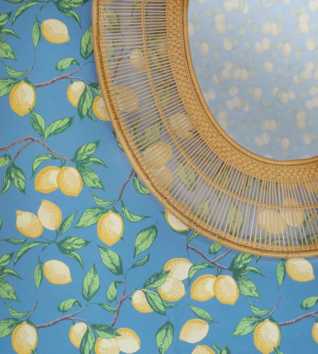 Capri Lemons Wallpaper - Azure Blue - BG2300101 - Barneby Gates - Premier Wallcovering