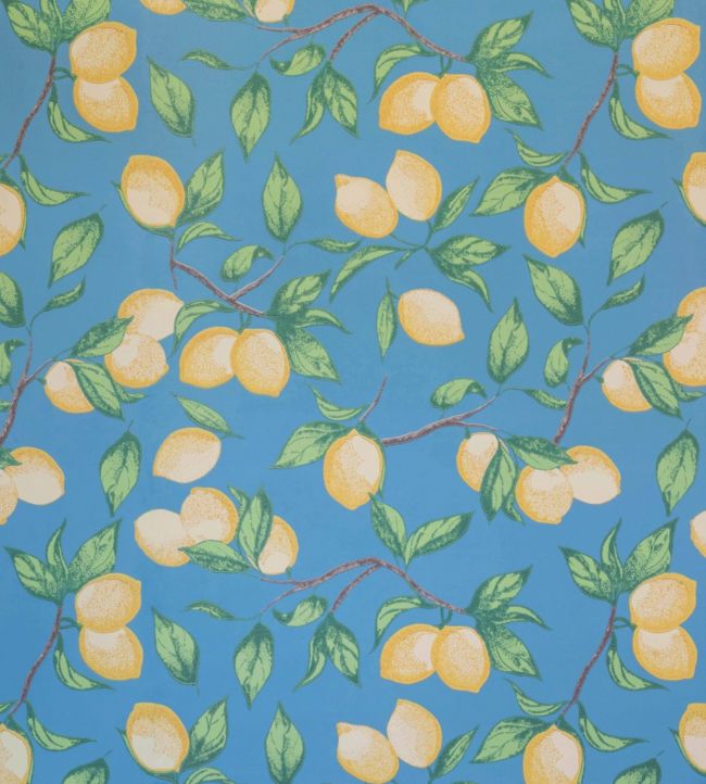 Capri Lemons Wallpaper - Azure Blue - BG2300101 - Barneby Gates - Premier Wallcovering