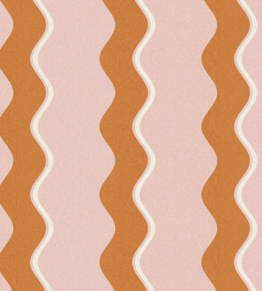 Cari Wave Fabric - Gorse Pink Cloud - Woodchip & Magnolia - WMF - 462 - 02LD - Premier Wallcovering