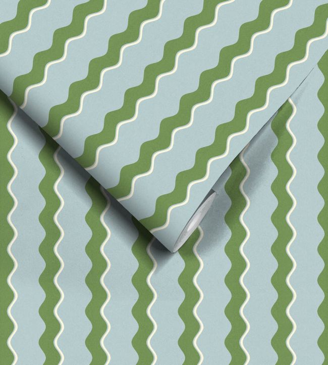 Cari Wave Wallpaper - Pacific Blue - Woodchip & Magnolia - WM - 462 - 04R - Premier Wallcovering