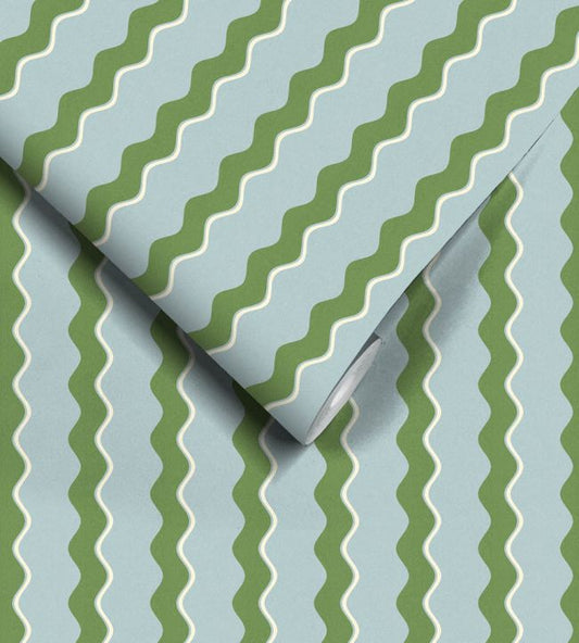 Cari Wave Wallpaper - Pacific Blue - Woodchip & Magnolia - WM - 462 - 04R - Premier Wallcovering