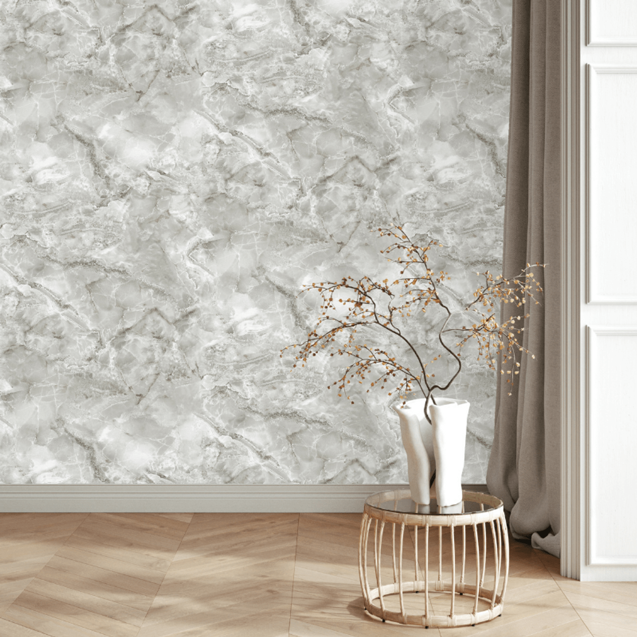 Carlotta Vasari Wallpaper - Grey - Rasch - 400310 - Premier Wallcovering
