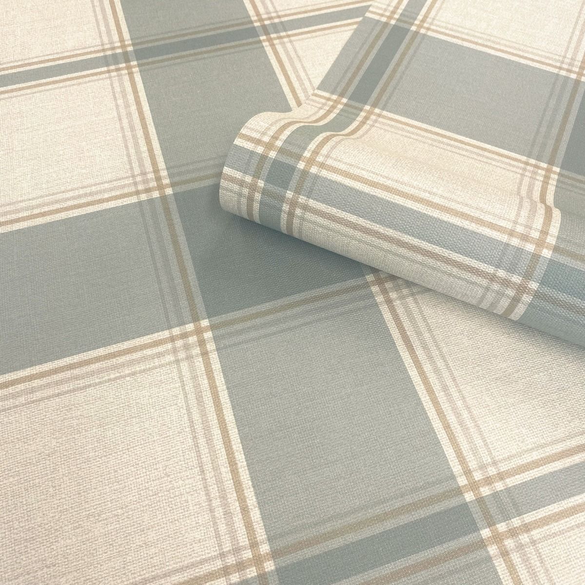 Carmella Check Textured Vinyl Wallpaper - Blue - Belgravia - 7157 - Premier Wallcovering