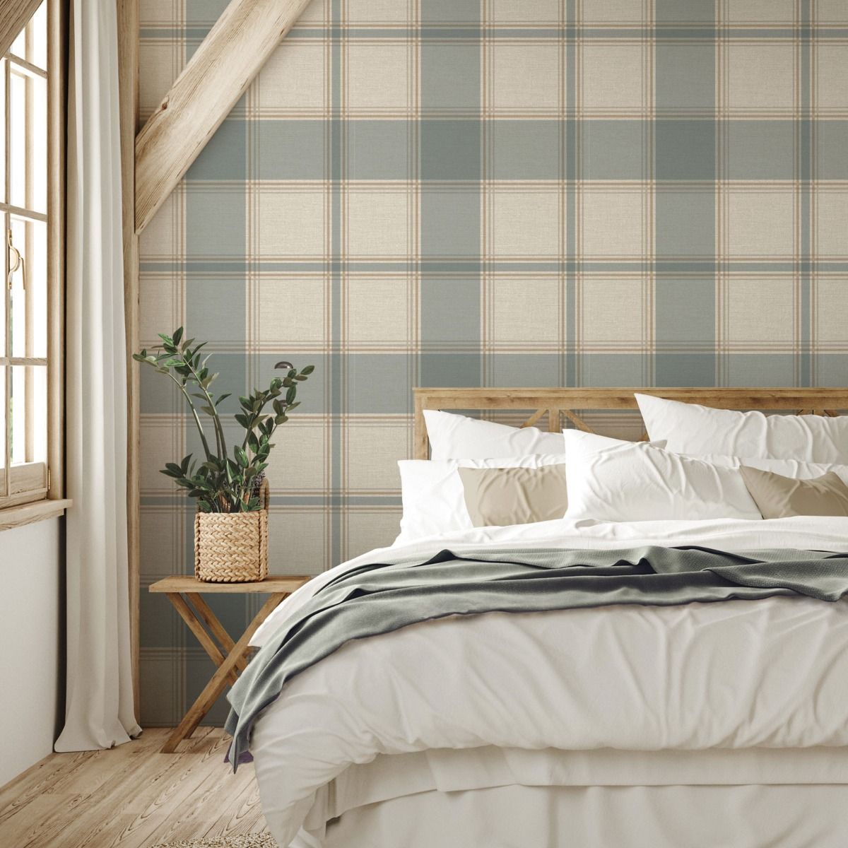 Carmella Check Textured Vinyl Wallpaper - Blue - Belgravia - 7157 - Premier Wallcovering
