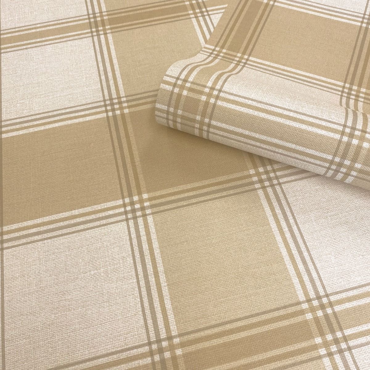 Carmella Check Textured Vinyl Wallpaper - Sand - Belgravia - 7158 - Premier Wallcovering