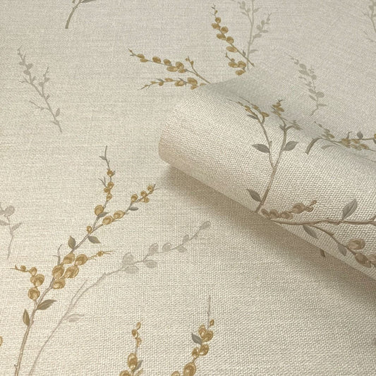 Carmella Floral Textured Vinyl Wallpaper - Cream - Belgravia - 7150 - Premier Wallcovering