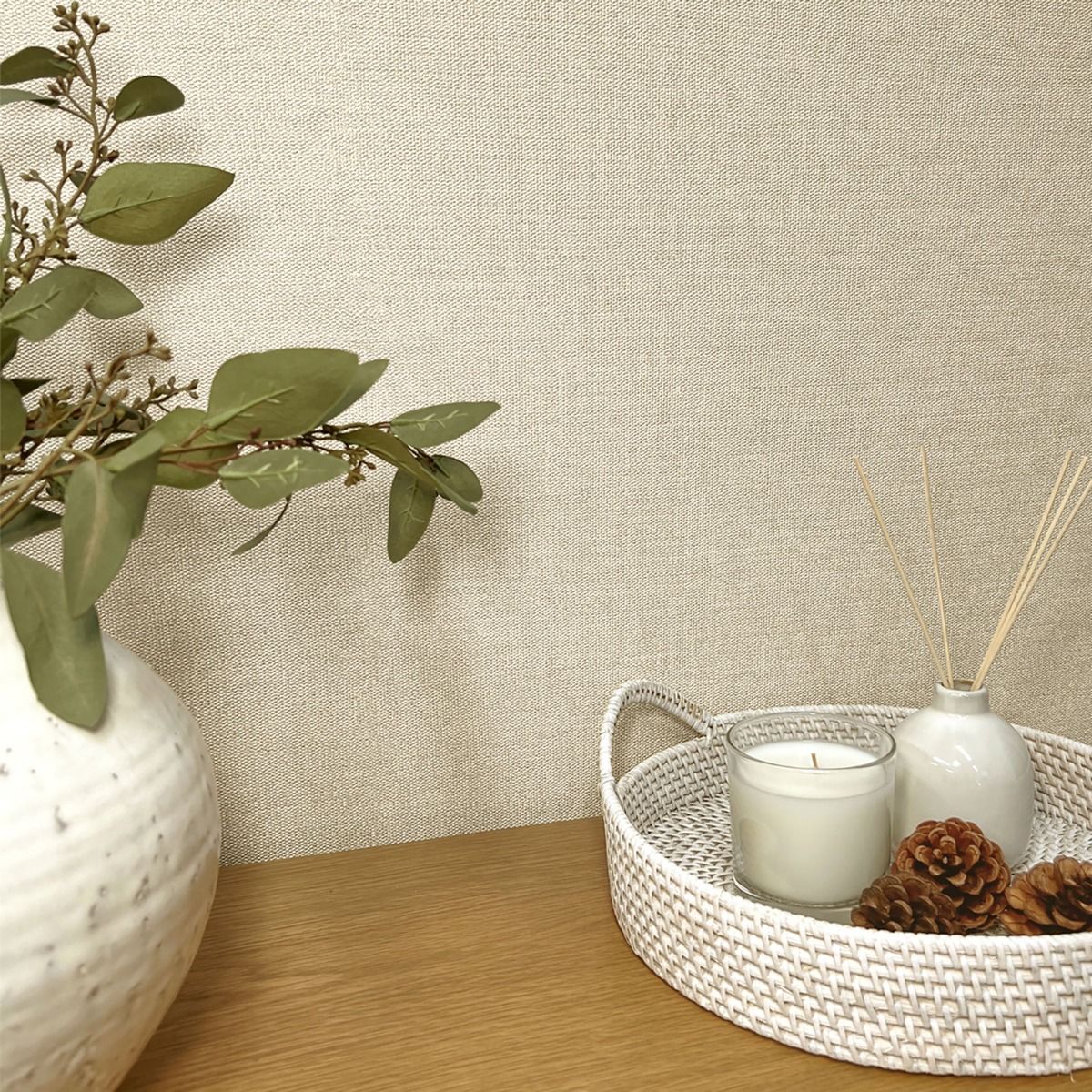 Carmella Plain Textured Vinyl Wallpaper - Cream - Belgravia - 7154 - Premier Wallcovering