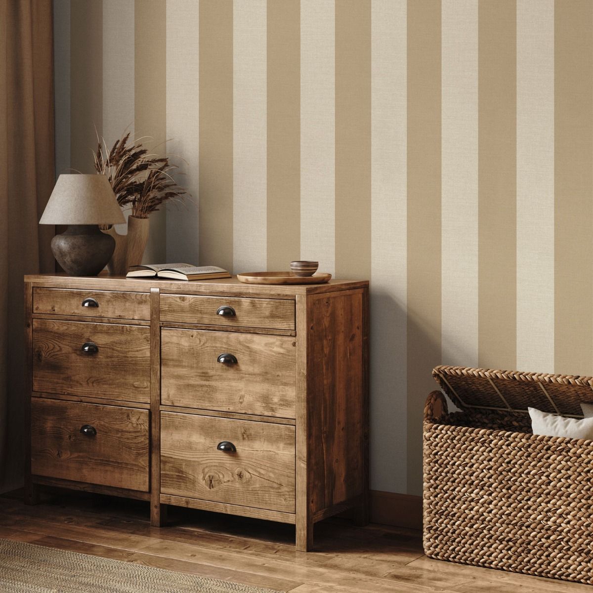 Carmella Stripe Textured Vinyl Wallpaper - Sand - Belgravia - 7161 - Premier Wallcovering