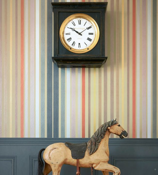 Carousel Stripe Mariinsky Wallpaper - Linen & Multi - 108/6030 - Cole & Son - Premier Wallcovering