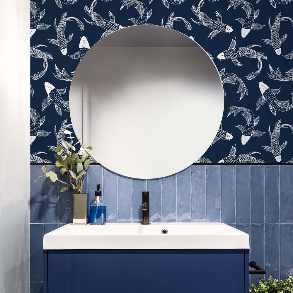 Carpe Diem Wallpaper - Indigo Blue & White - Lust Home - LH900065 - Premier Wallcovering