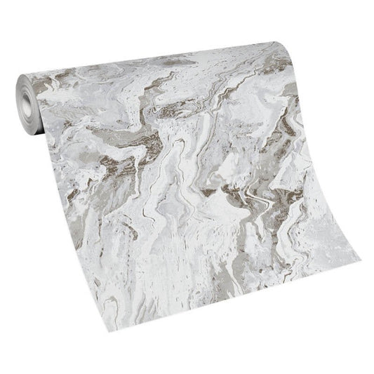 Carrara Marble Metallic Wallpaper - Grey/Gold - Erismann - 10318 - 10 - Premier Wallcovering