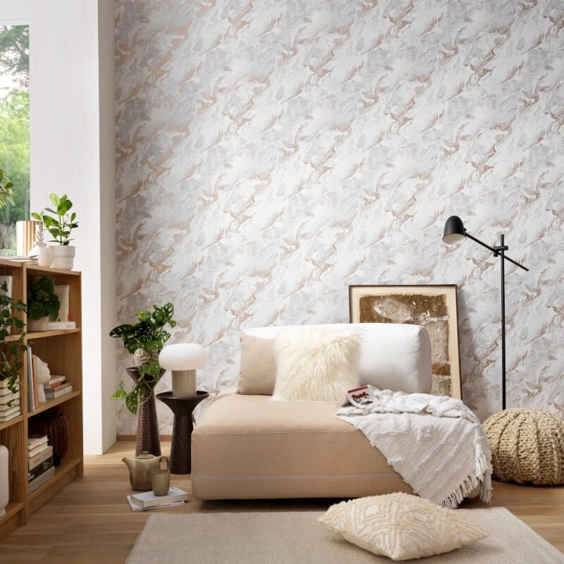 Carrara Marble Metallic Wallpaper - Grey/Gold - Erismann - 10318 - 10 - Premier Wallcovering