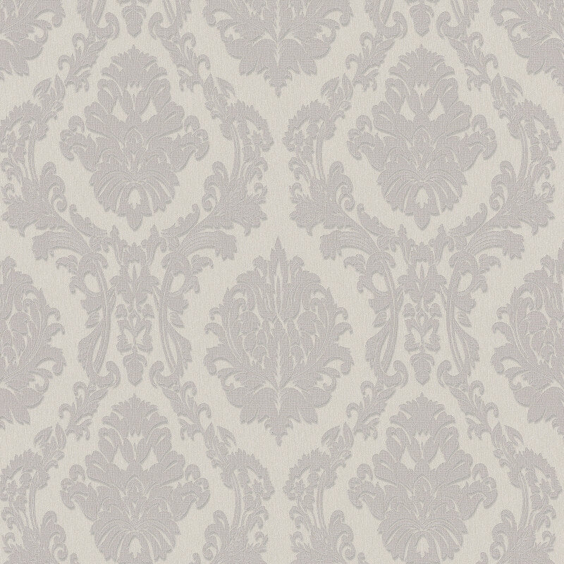 Carre Damask Metallic Wallpaper - Grey - Erismann - 10288 - 37 - Premier Wallcovering