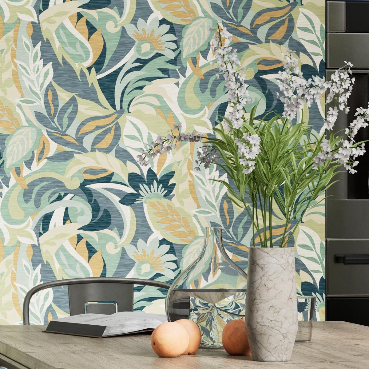 Casa Leaf Wallpaper - Green - Belgravia - 5900 - Premier Wallcovering