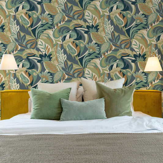 Casa Leaf Wallpaper - Green - Belgravia - 5900 - Premier Wallcovering