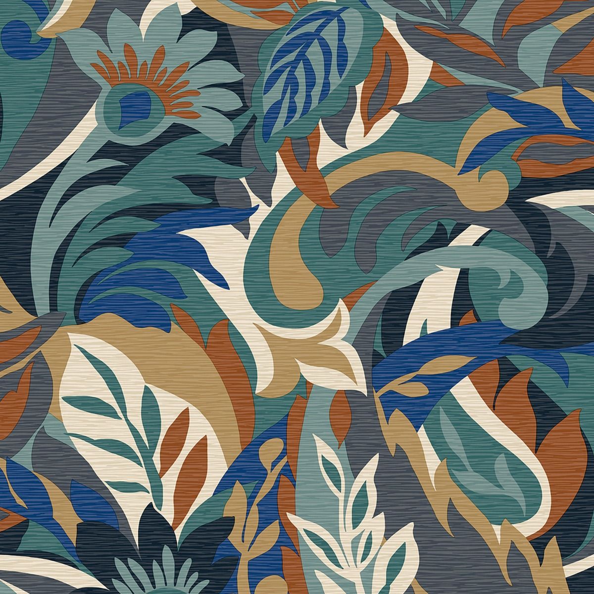 Casa Leaf Wallpaper - Blue / Teal Green - Belgravia - 5903 - Premier Wallcovering
