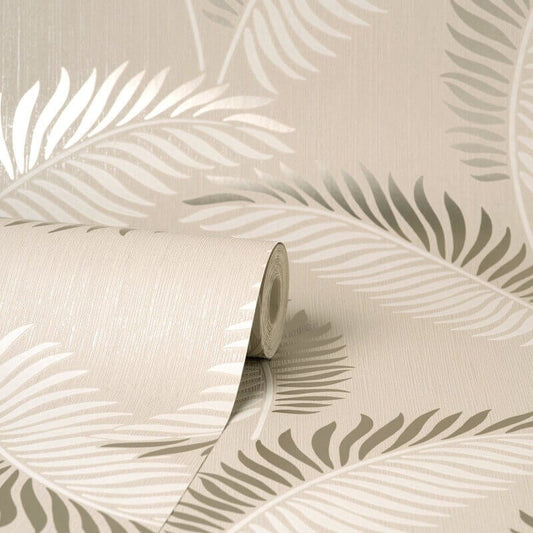 Cascade Leaf Metallic Wallpaper - Cream/Gold - Fine Décor - FD42838 - Premier Wallcovering