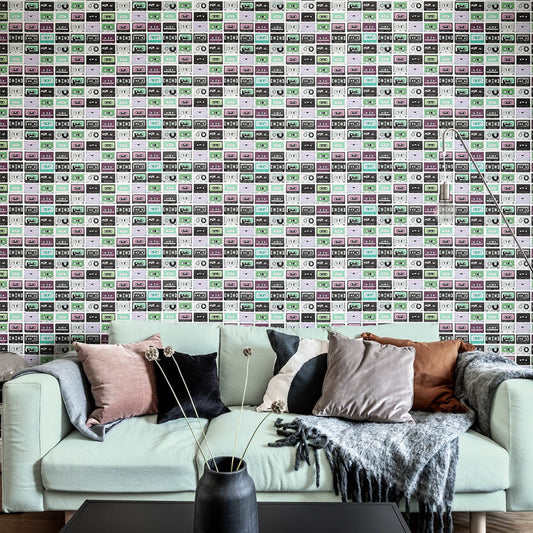 Casette Tape Wallpaper - Purple Rain - Rebel Walls - R18516 - Premier Wallcovering