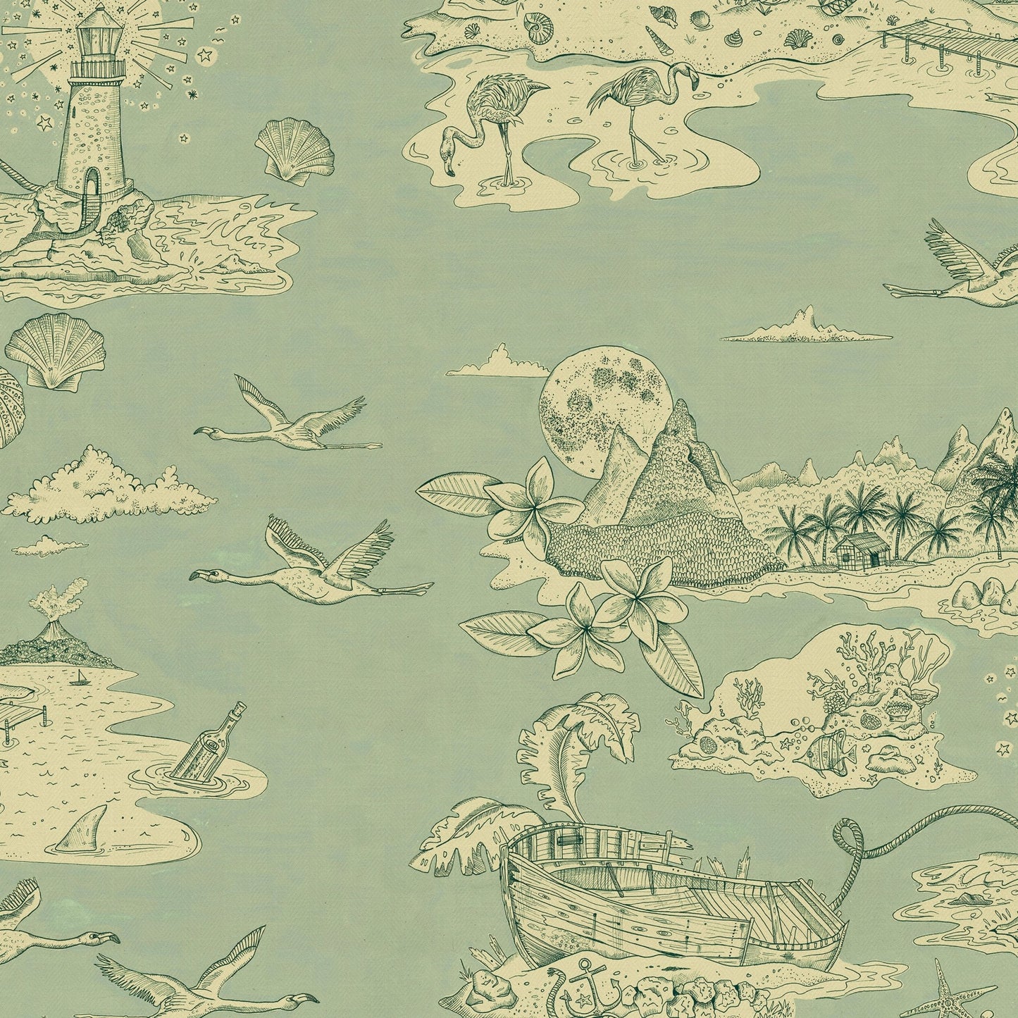 Castaway Wallpaper - Sage-Green - Wear The Walls - CASG894152 - Premier Wallcovering