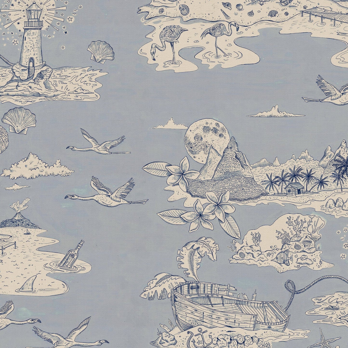 Castaway Wallpaper - Sky-Blue - Wear The Walls - CASB894152 - Premier Wallcovering