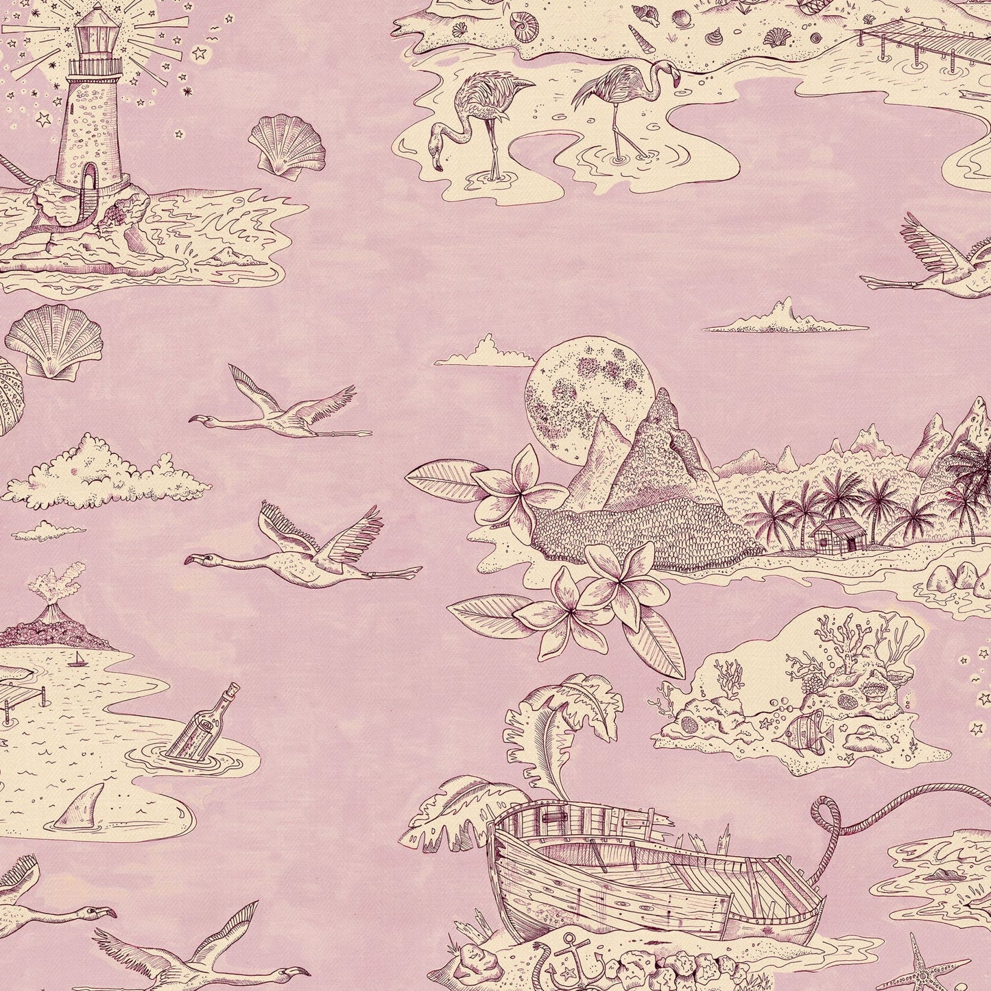 Castaway Wallpaper - Mauve - Wear The Walls - CAMP894152 - Premier Wallcovering