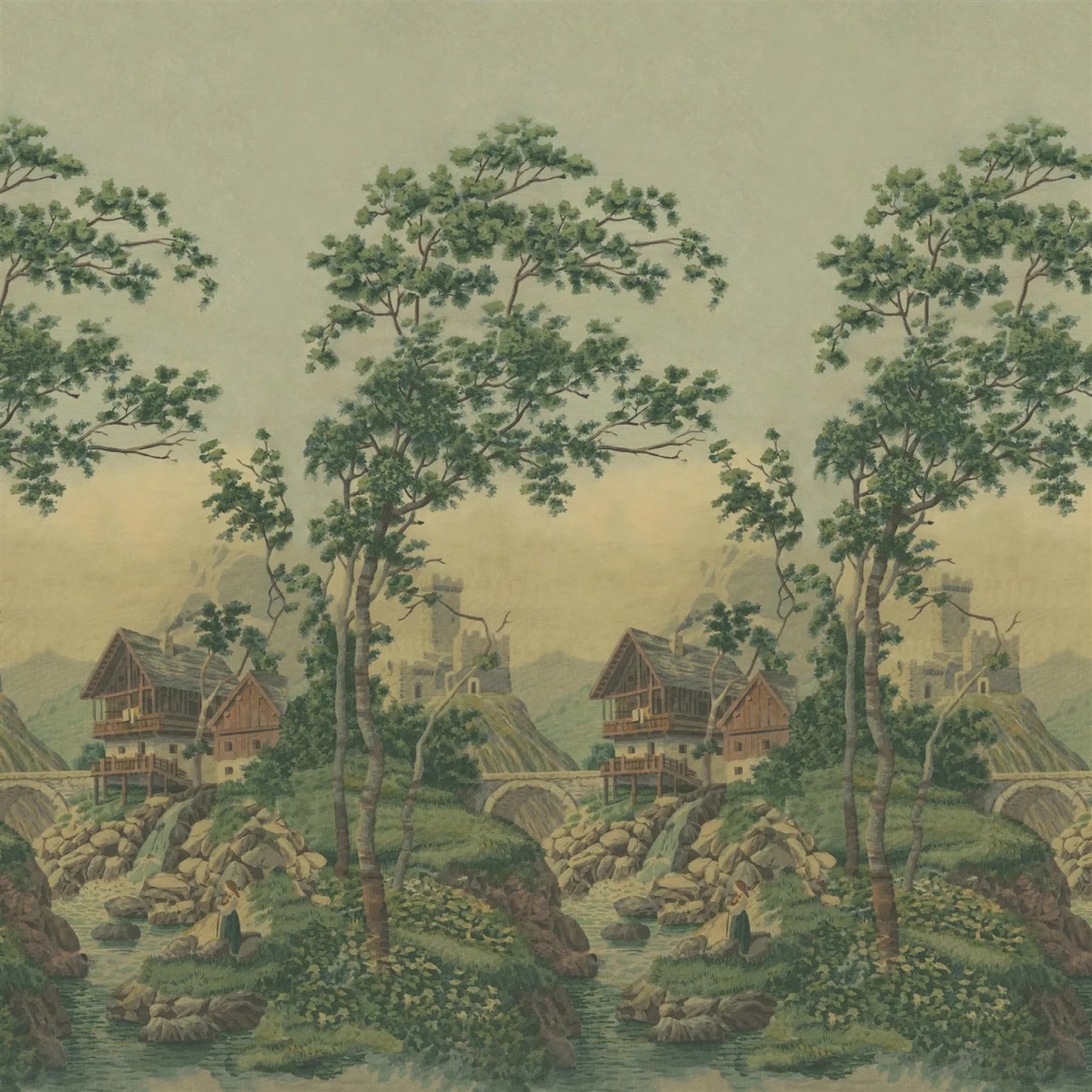 Castle Scene 1 Wallpaper - Forest - John Derian - PJD6011/01 - Premier Wallcovering