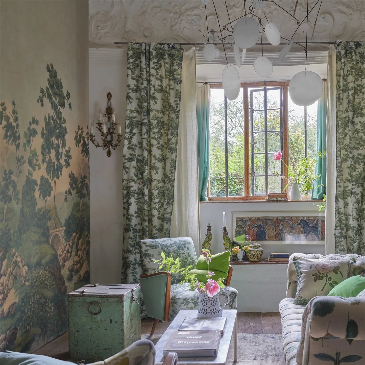 Castle Scene 1 Wallpaper - Forest - John Derian - PJD6011/01 - Premier Wallcovering