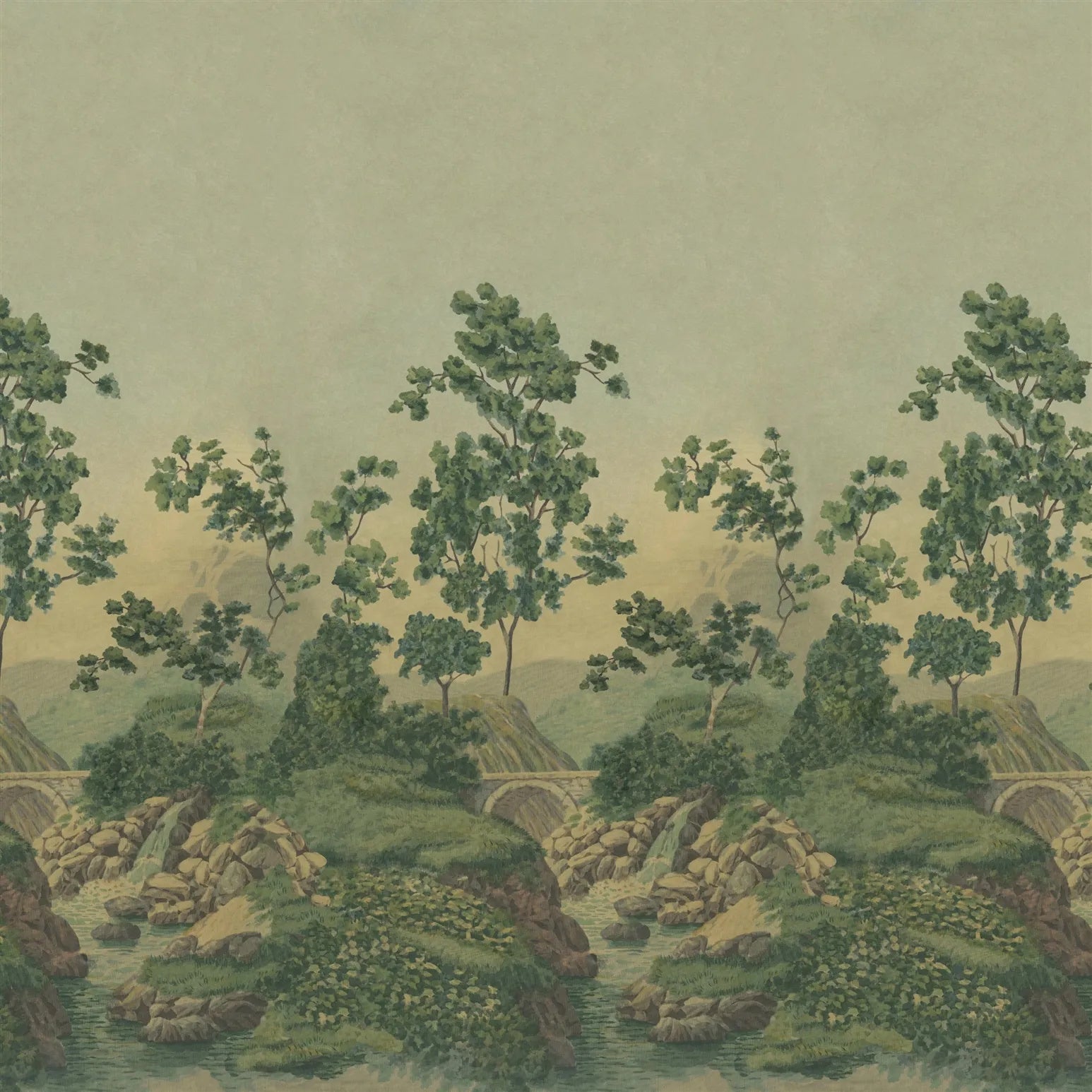 Castle Scene 2 Wallpaper - Forest - John Derian - PJD6012/01 - Premier Wallcovering