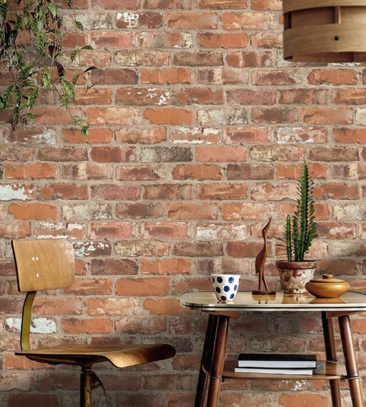 Castlefield Brick Wallpaper - Clay - Woodchip & Magnolia - WM - 453 - 01R - Premier Wallcovering