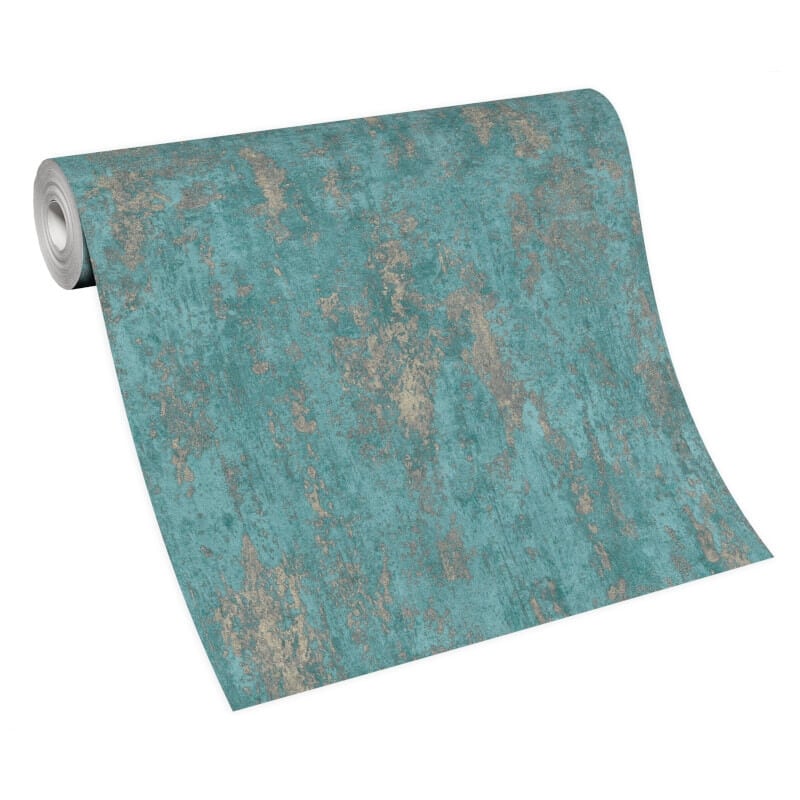 Casual Chic Industrial Texture Metallic Wallpaper - Teal - Erismann - 10273 - 18 - Premier Wallcovering