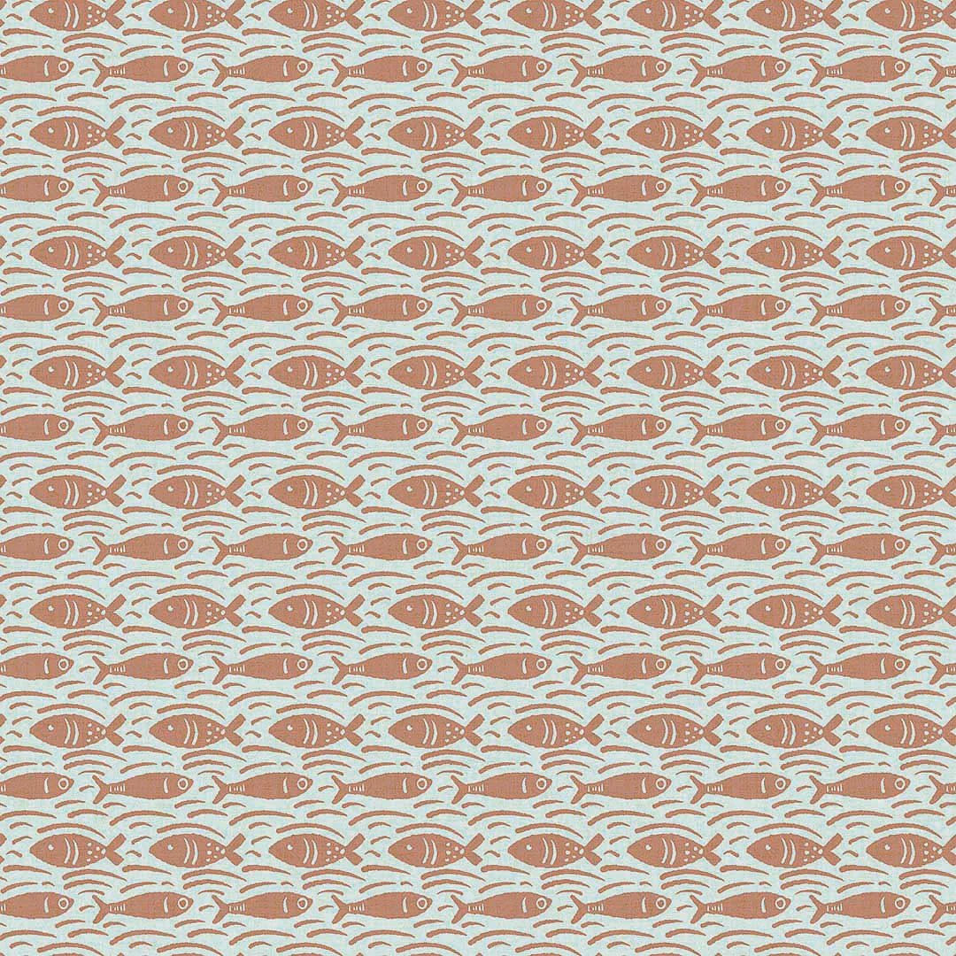 Catch of the Day Wallpaper - Autumn Spice on Duck Egg - LAN100293 - Lucie Annabel - Premier Wallcovering