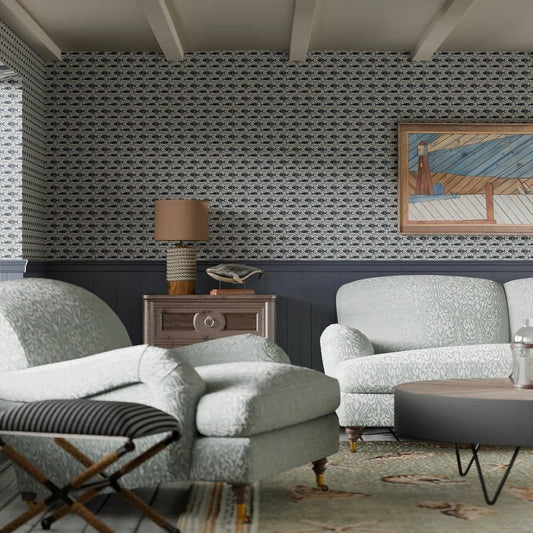 Catch of the Day Wallpaper - Classic Navy - LAN100296 - Lucie Annabel - Premier Wallcovering